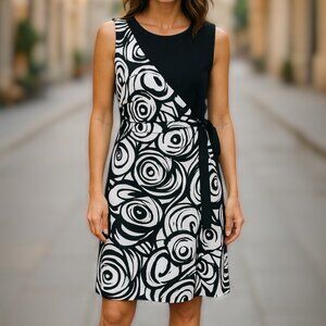 Nine West Sleeveless Wrap Dress w/ Geometric Pattern Size 14